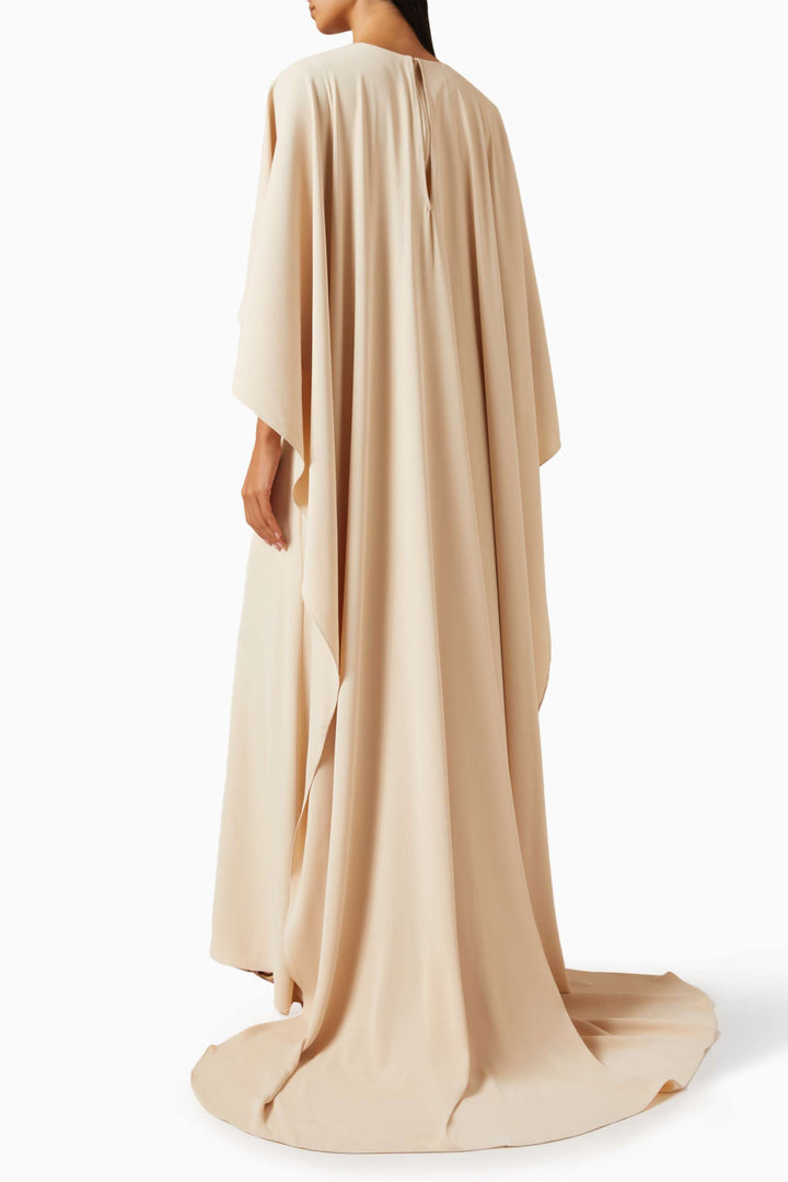 embroidered cape-sleeve gown – SERENITY