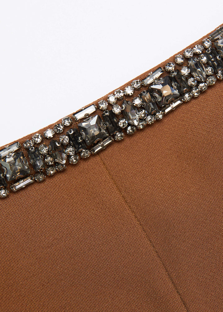 embellished-trim flared midi dress – CAMILIA