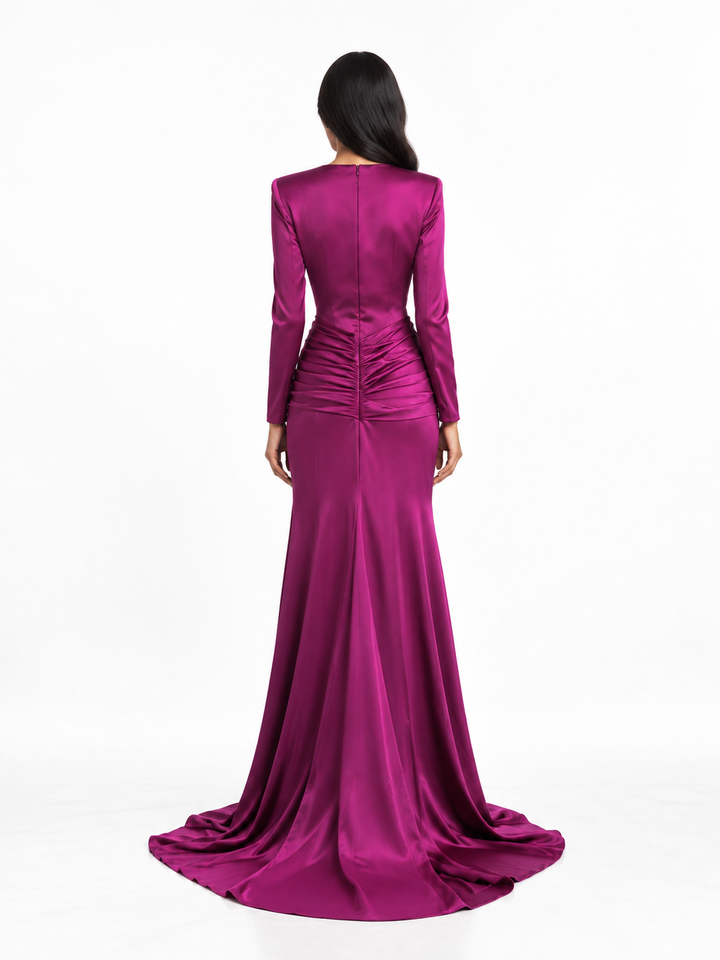 Twist-Waist Long Sleeve Gown - VELORA