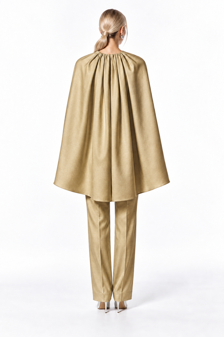 Gathered Cape Sleeve Satin Top – Seraphine