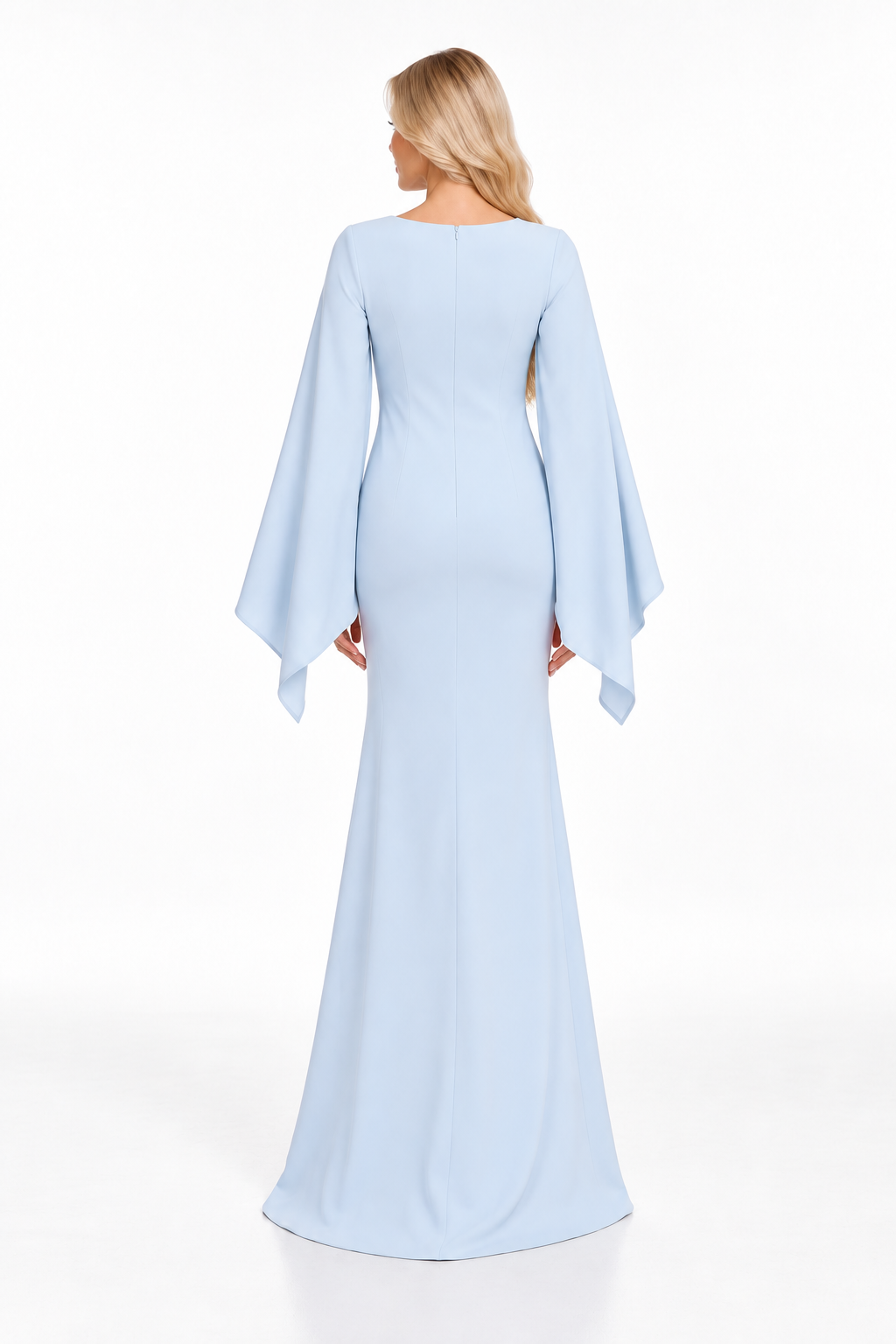 Embellished Cape Sleeve Fishtail Maxi Dress – Celestara