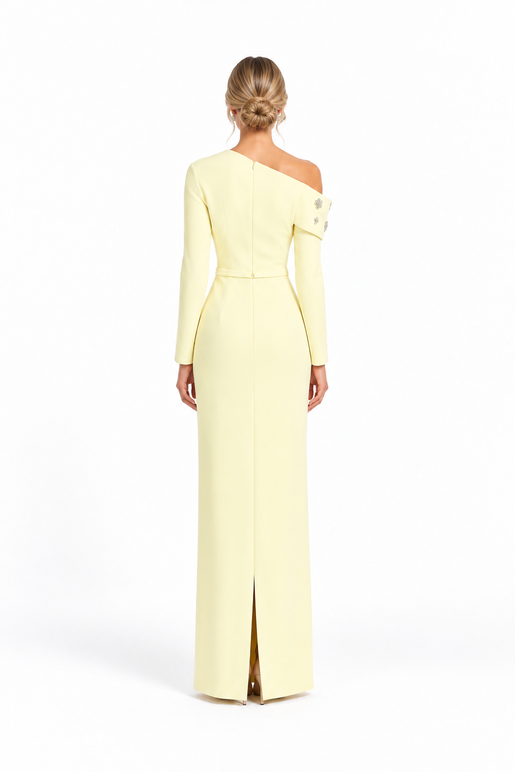 Embellished Asymmetric Gown - Elara