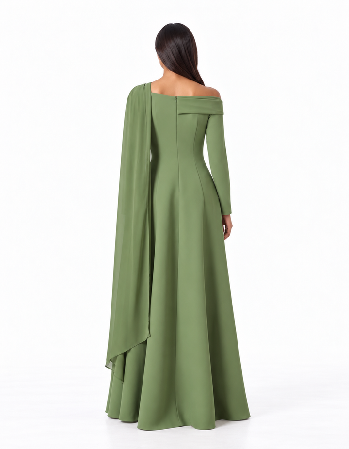 Embellished Off-Shoulder Long Sleeve Maxi Dress – Selvara
