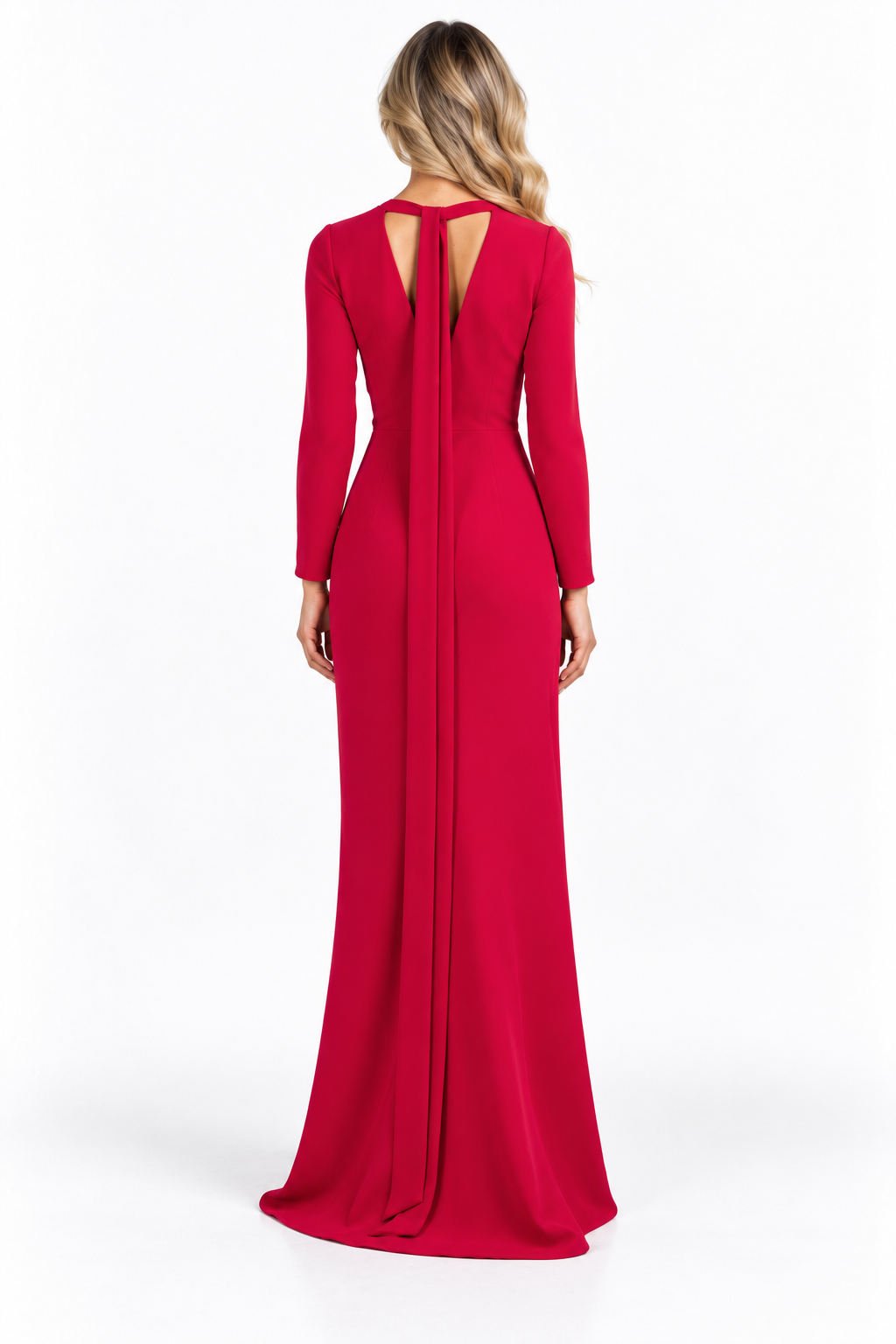 Fuchsia Pink Draped Waist Maxi Dress - Samira