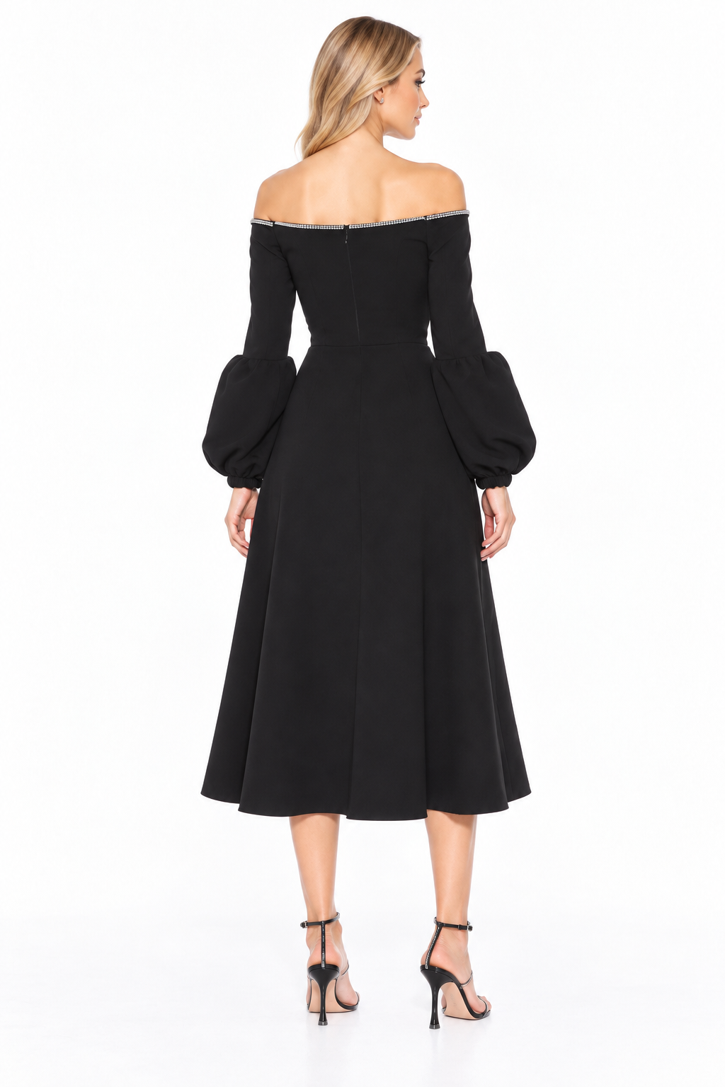 Embellished Off-Shoulder Midi Dress - VIVIENNE