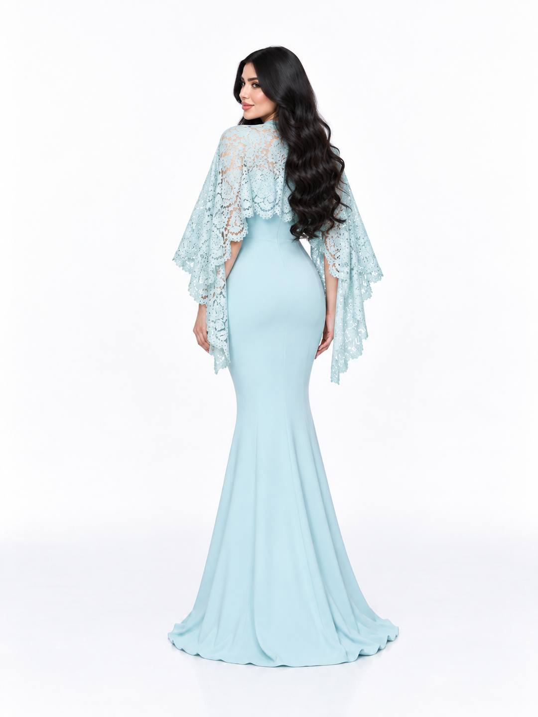 Lace Cape Mermaid Dress - Frost