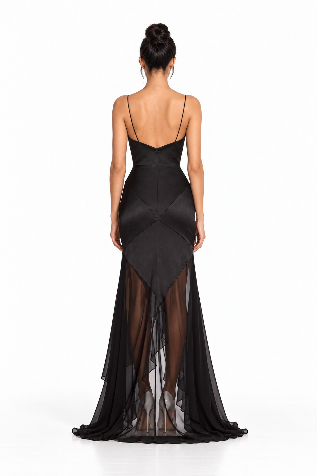 Asymmetric Chiffon Overlay Maxi Dress – Vespera