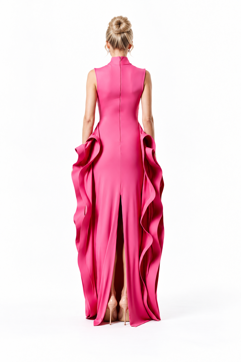 High Neck Ruffle Side Panel Maxi Dress – Fiora