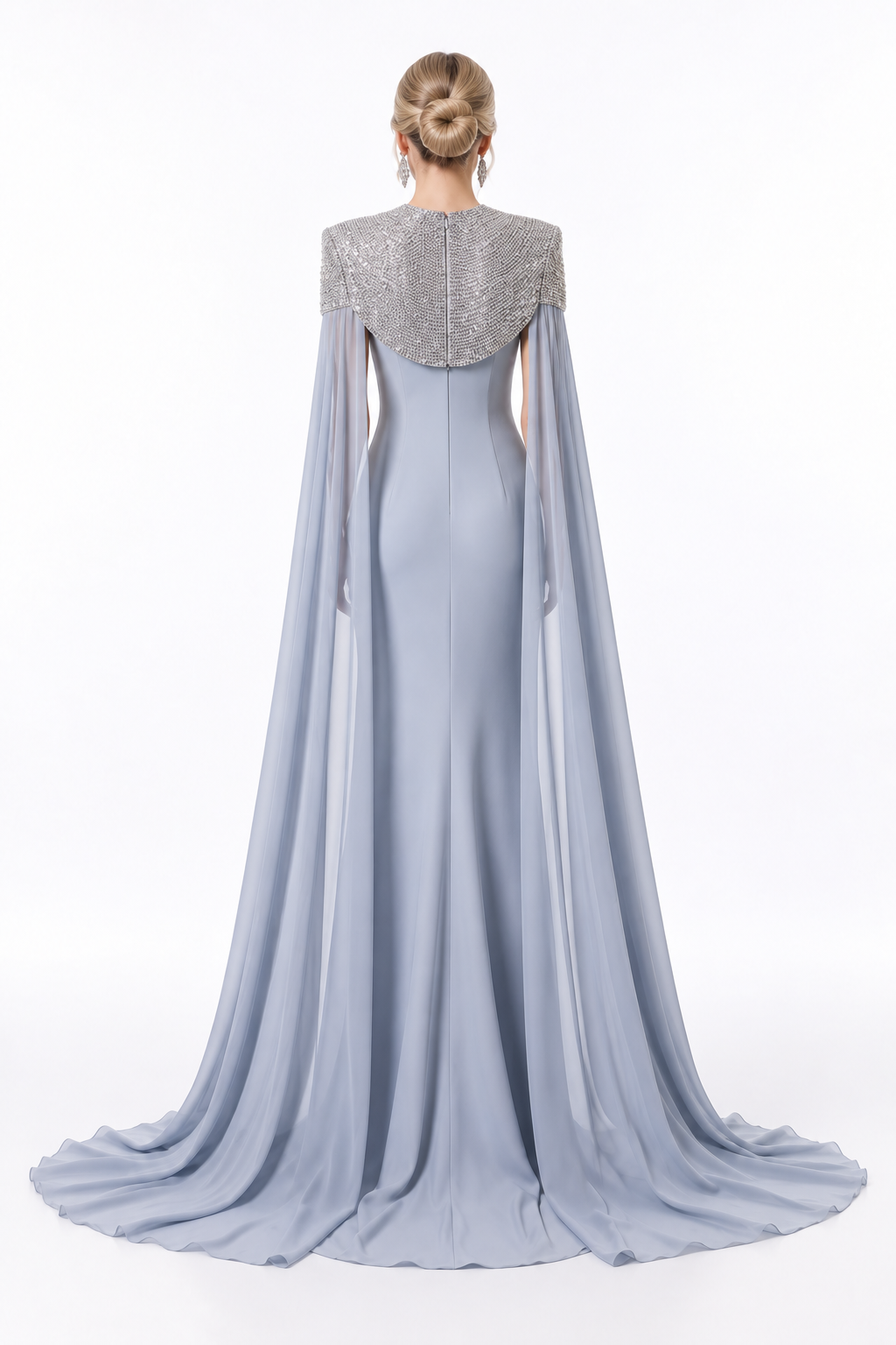 Embellished Cape Shoulder Column Maxi Dress – Seraphine