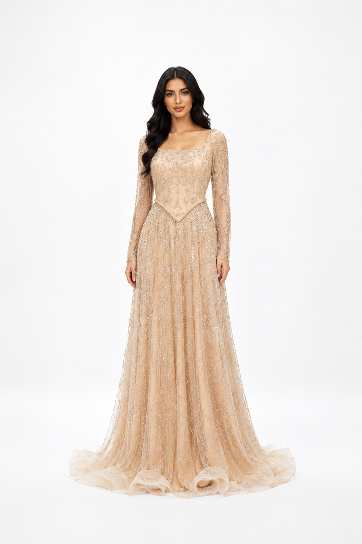 Glitter Corset A-Line Maxi Dress – RUBINA