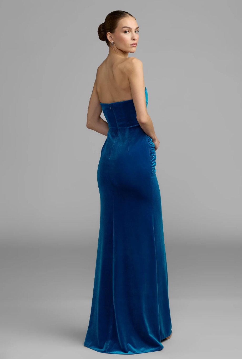Strapless Draped Velvet Maxi Dress - Adriana