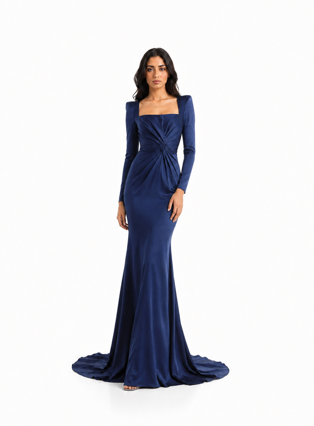 Ruched Long Sleeve Mermaid Maxi Dress – SERENA