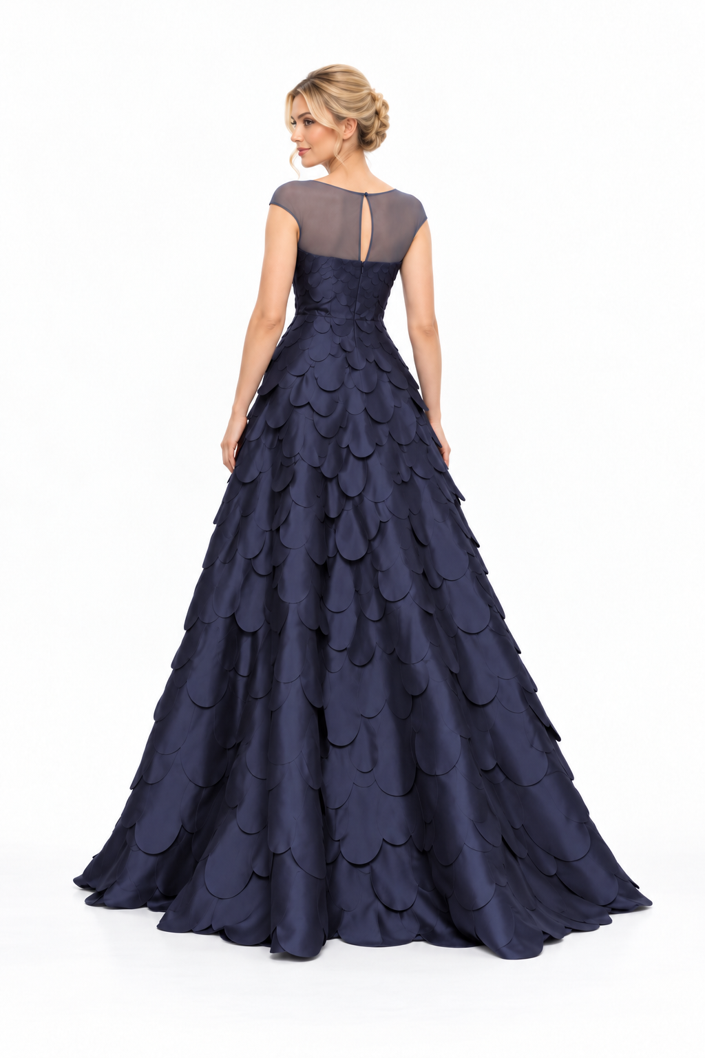 Textured Petal Illusion Neck A-Line Maxi Dress – Nerissa
