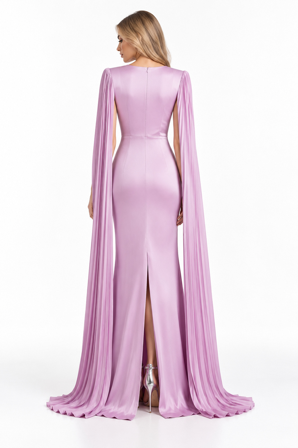 Pleated Cape Gown - Elara