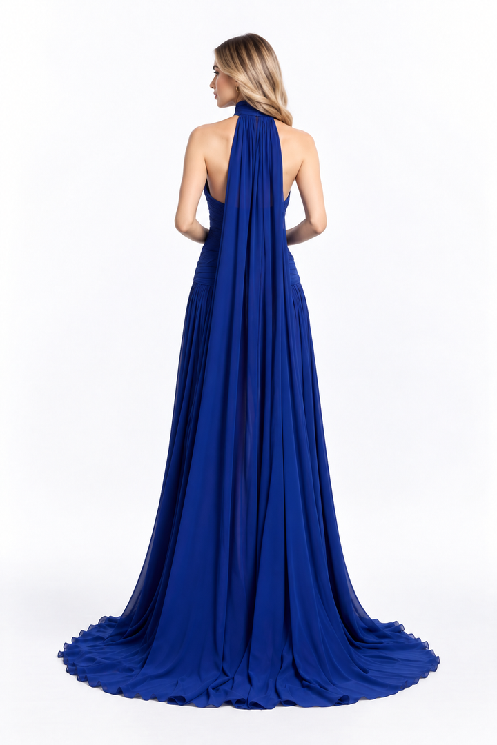 Pleated Halter Gown - ARABELLA