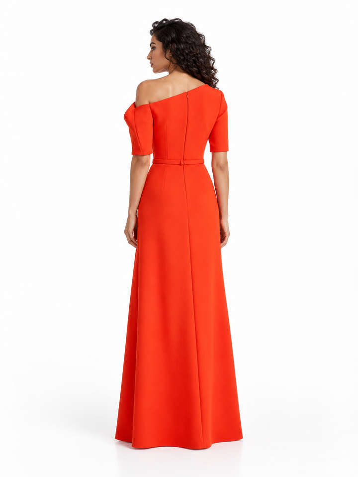 Asymmetric Off-Shoulder Evening Gown - Vermilienne