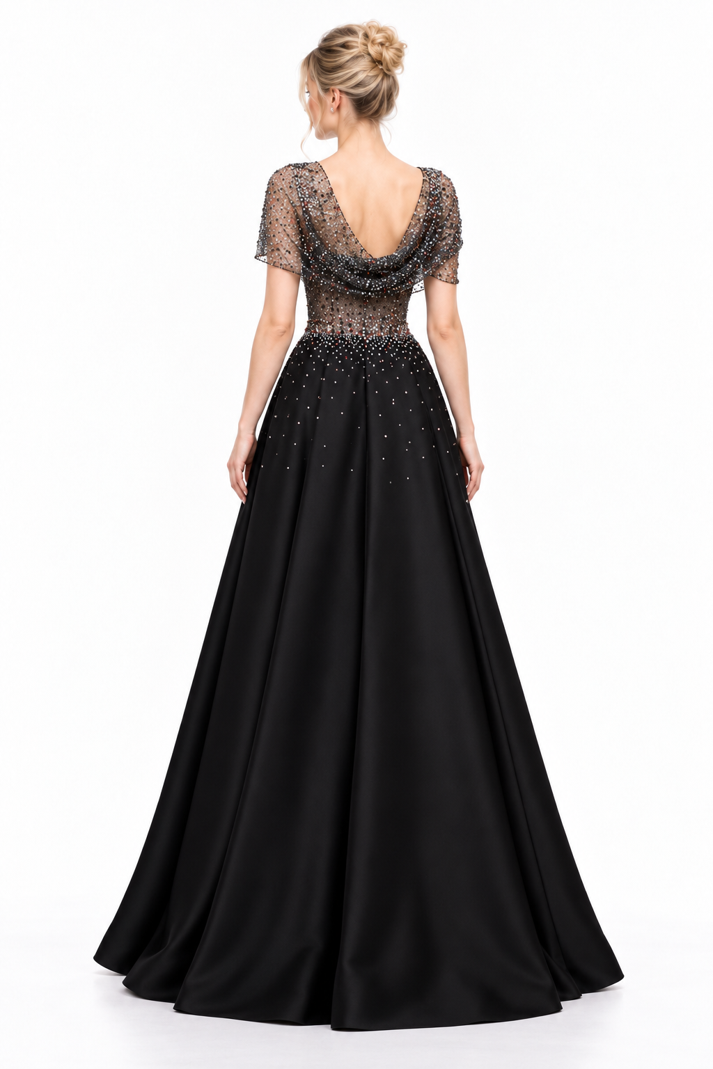 Embellished Sheer Cape Wide Leg Jumpsuit – Celestine