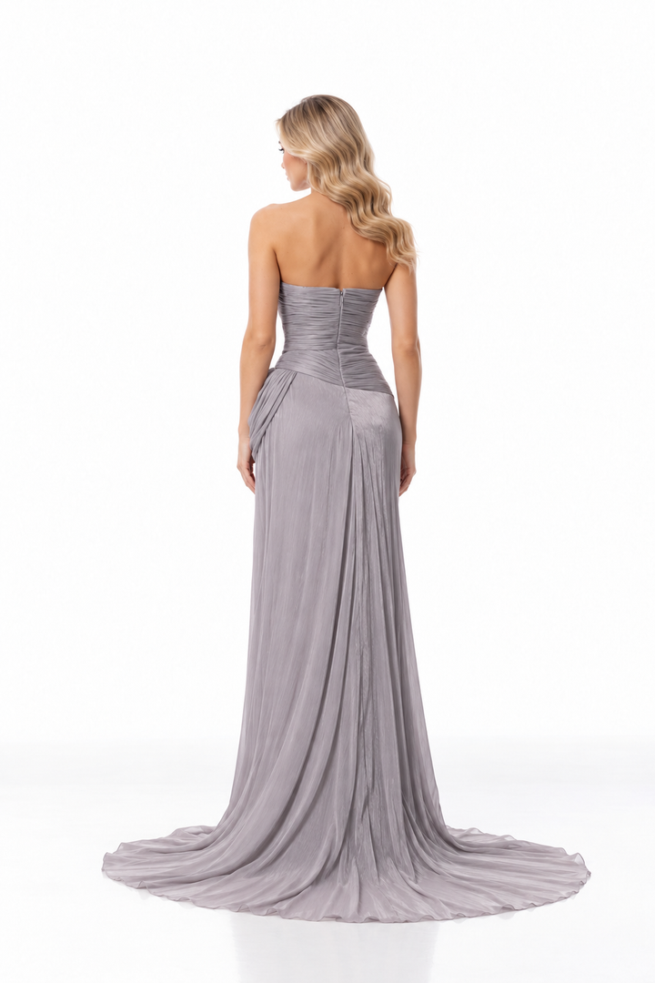 Draped Cowl Neck Ruched Maxi Dress – Selvara
