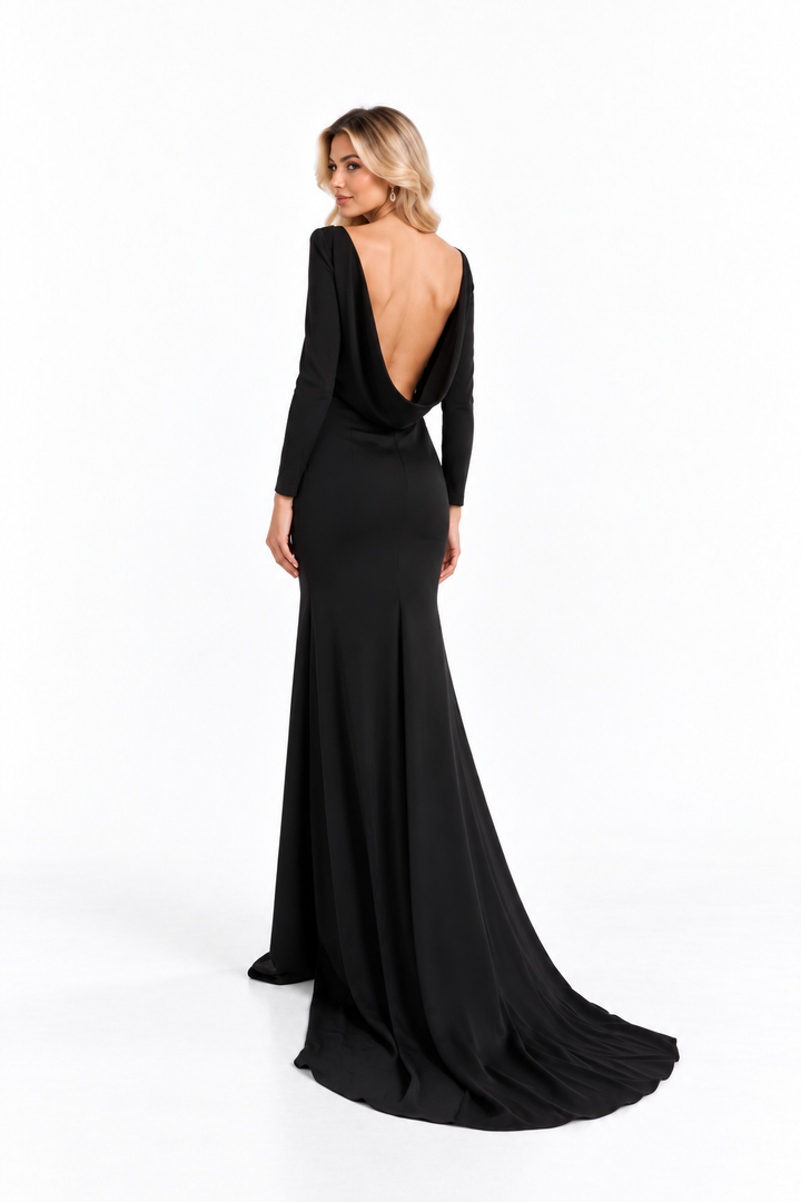 Black Structured Shoulder Mermaid Maxi Dress - Seraphine