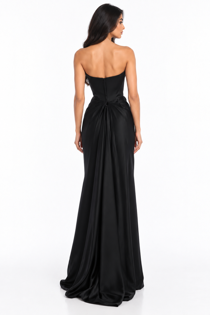 Satin Draped Gown - Solenne