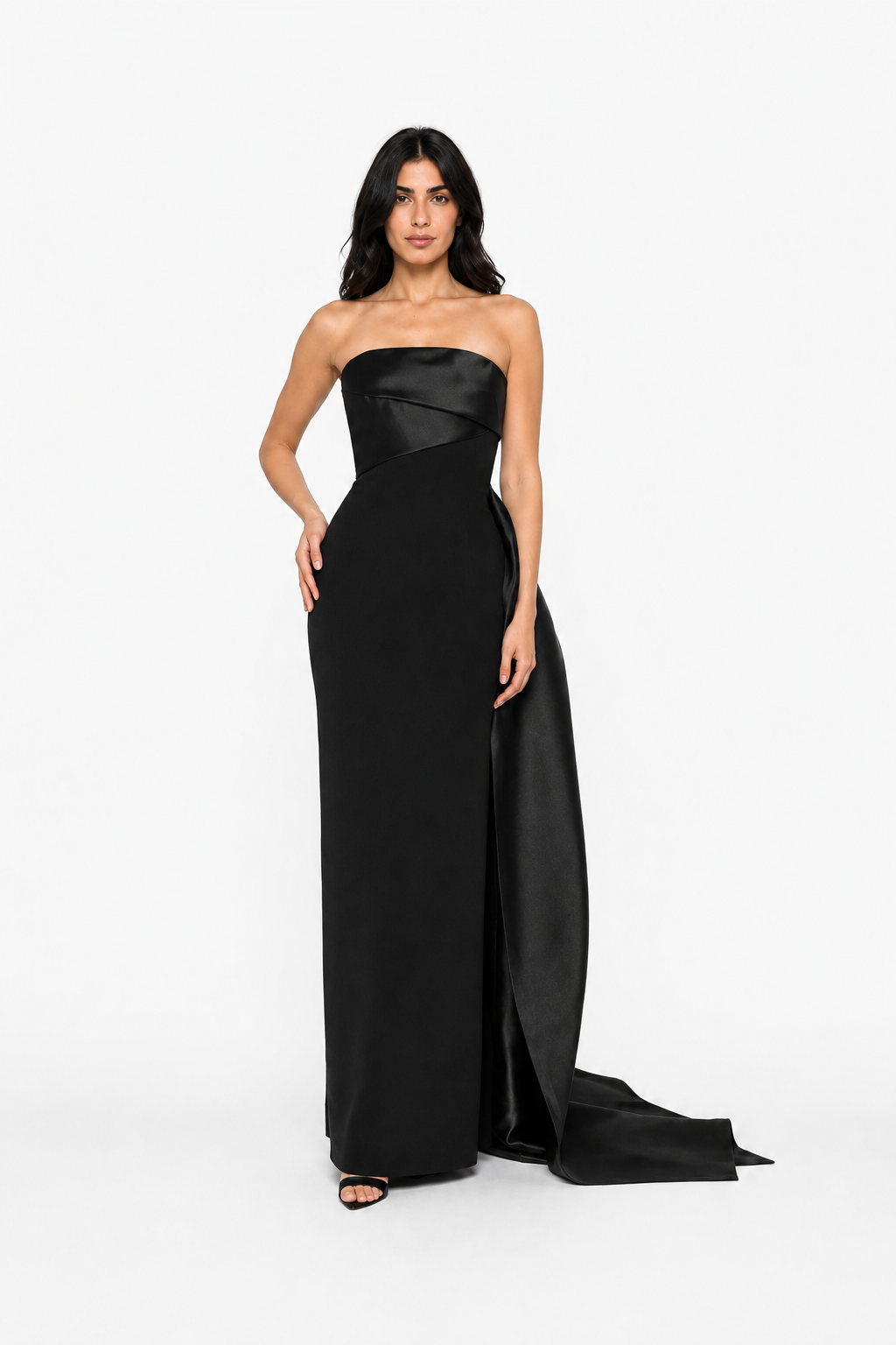 Strapless Draped Train Maxi Dress – NOCTELLA