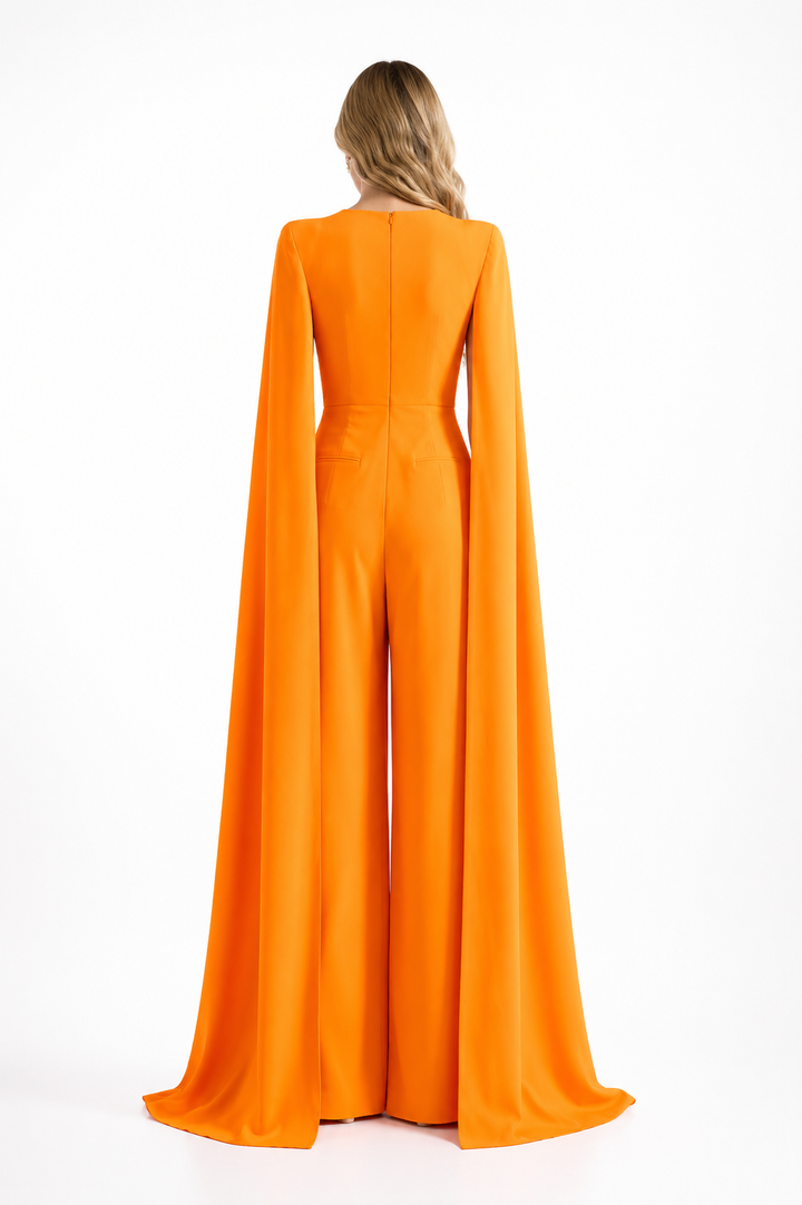 Orange Cape Jumpsuit – Solara