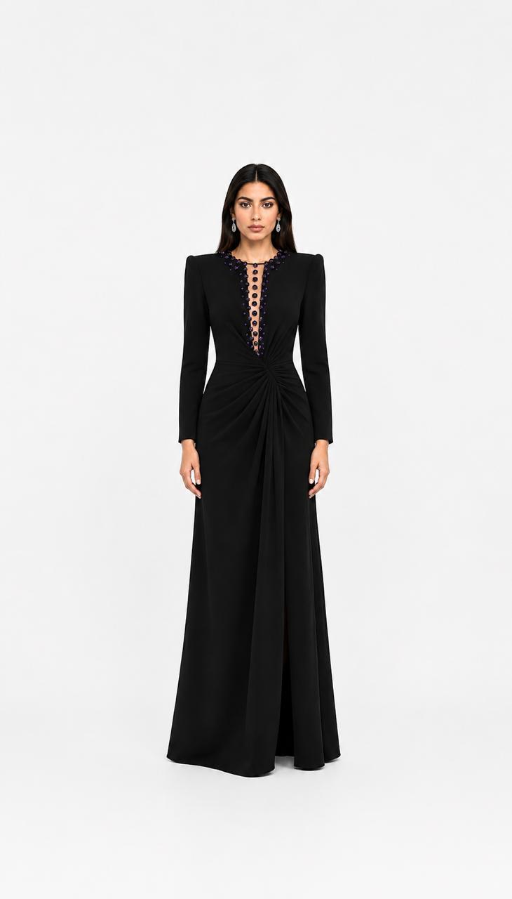 Black Embellished Twist Maxi Dress – NOCTELLE