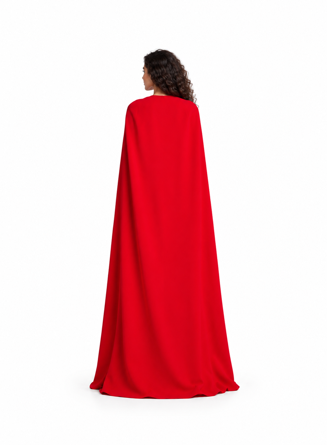 Crystal Plunge Cape Evening Gown - Rubienna
