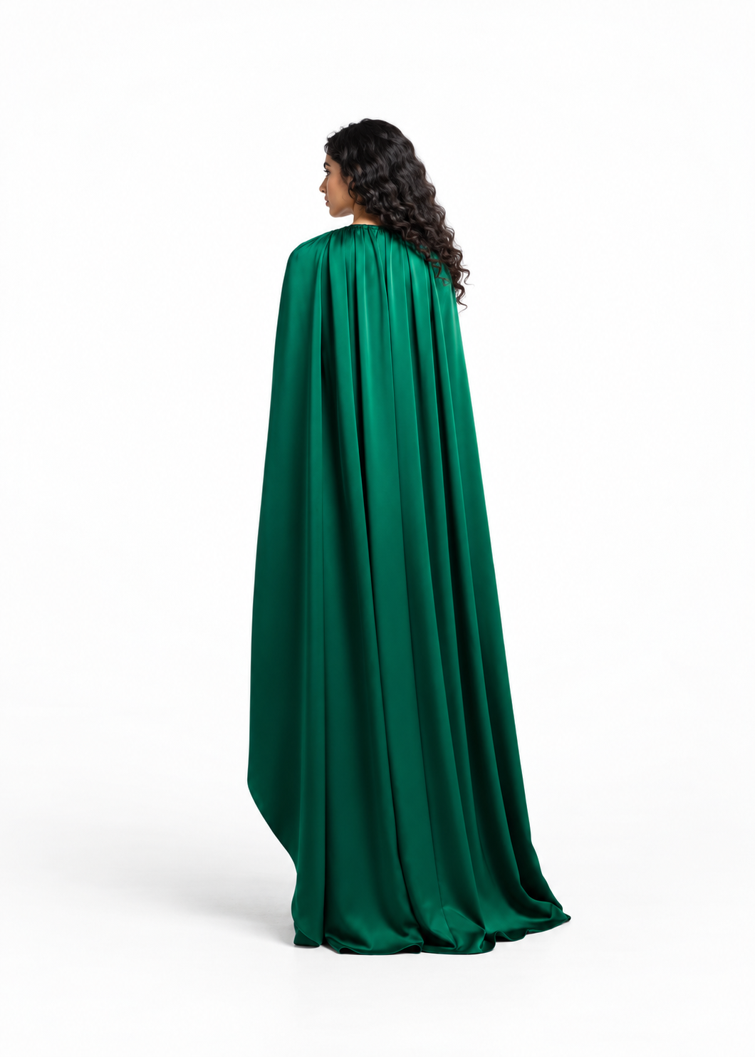 Draped V-Neck Cape Evening Gown - Emerisse