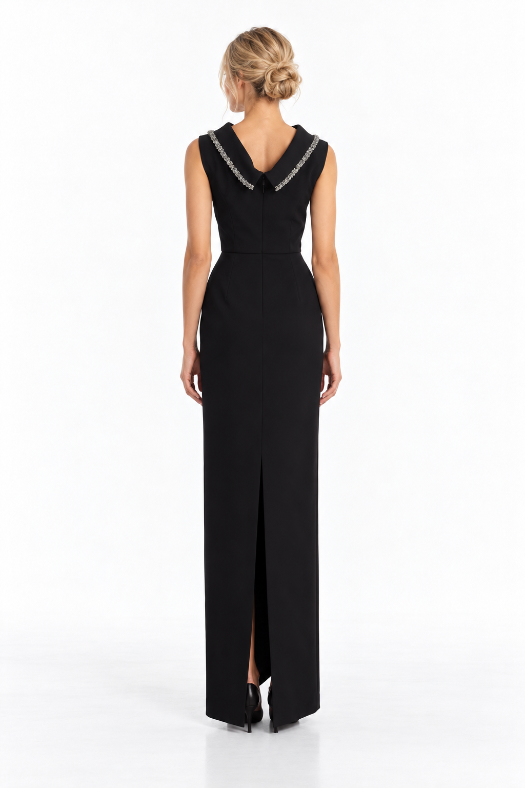 Embellished Boat Neck Sleeveless Column Maxi Dress – Mirelle