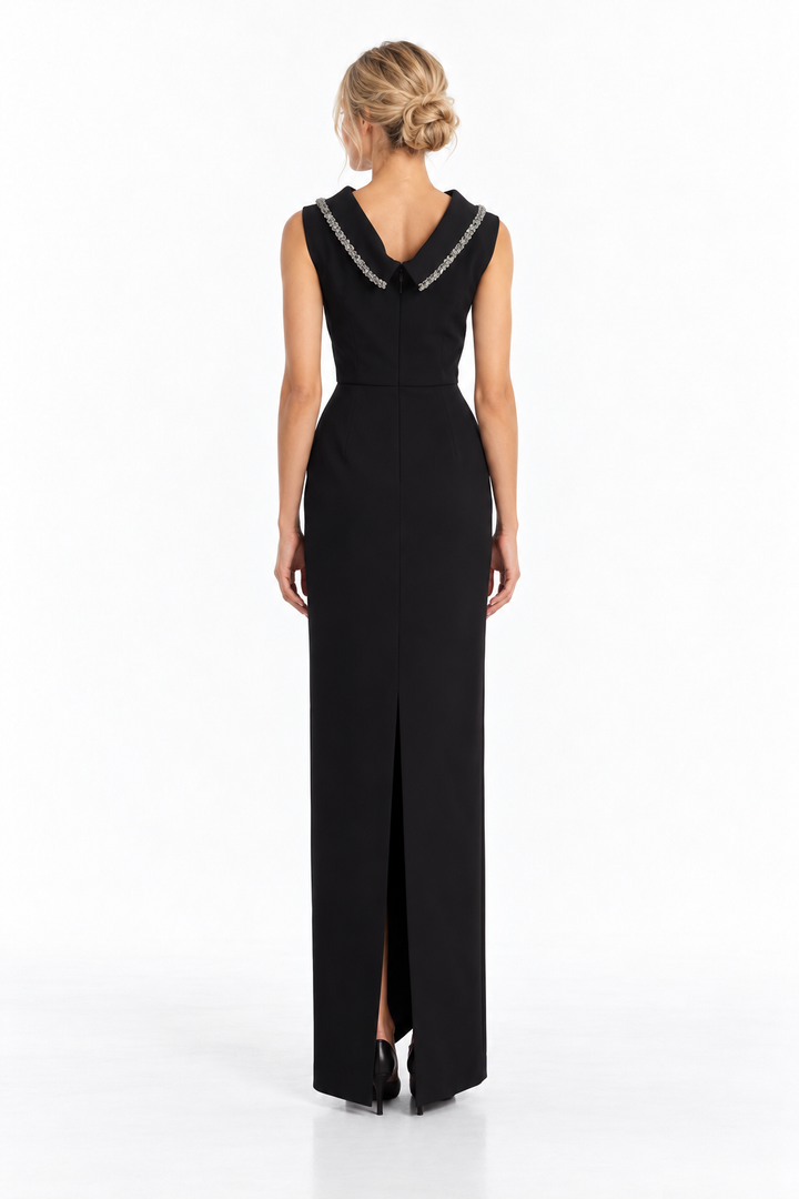 Embellished Boat Neck Sleeveless Column Maxi Dress – Mirelle