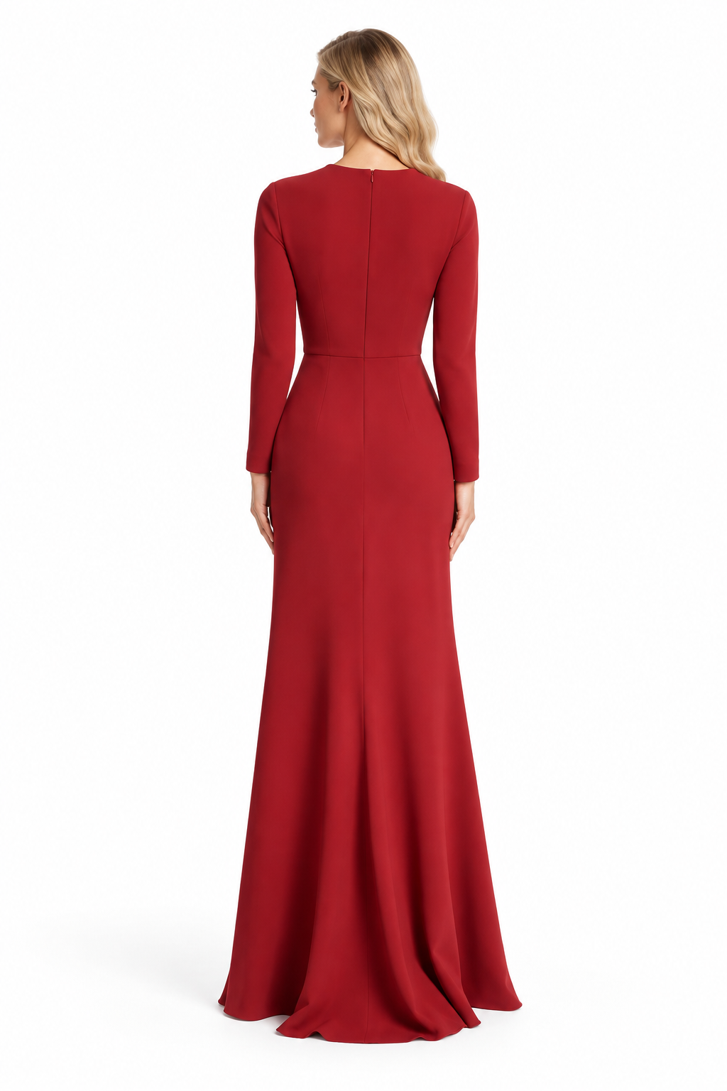 Bow Waist Long Sleeve Evening Gown - Carmellia