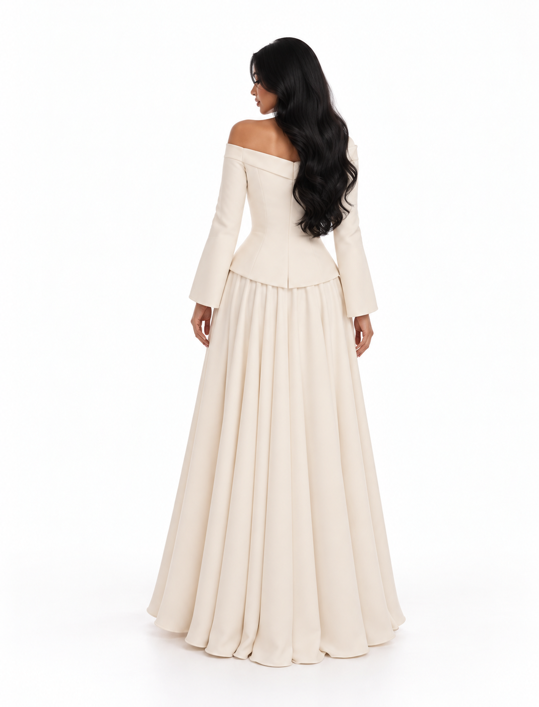 Floral Cuff Asymmetric Maxi Dress - Chamen