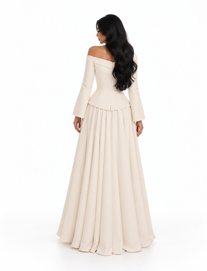 Floral Cuff Asymmetric Maxi Dress - Chamen