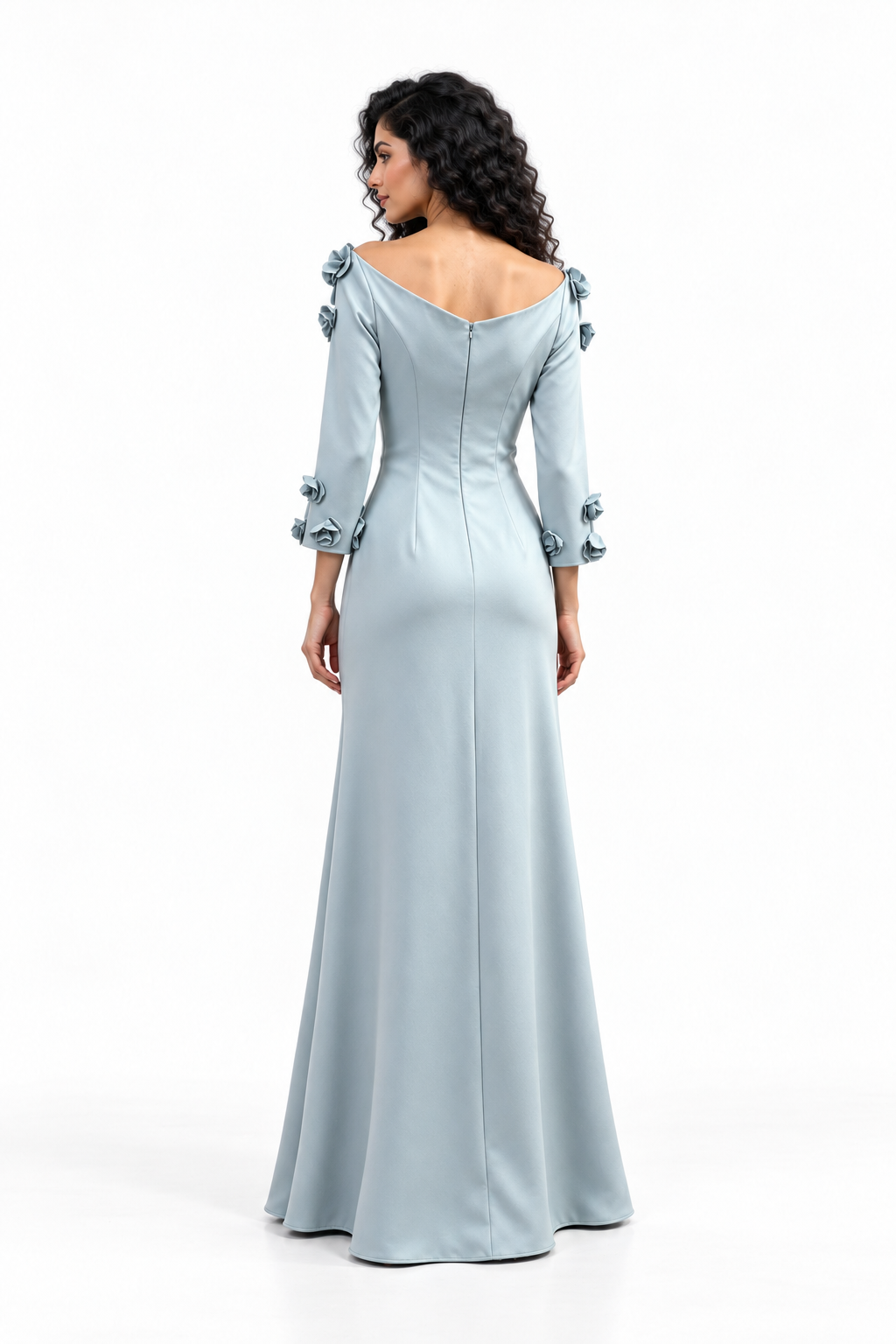 Floral Appliqué Off-Shoulder Evening Gown - Silvara
