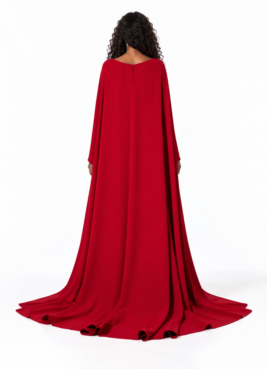 Cutout Cape Sleeve Evening Gown - Crimsona