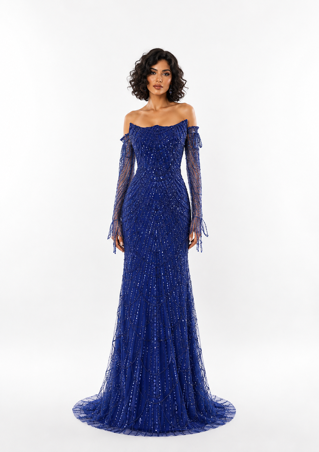 Crystal Draped Strapless Gown – VERDENA