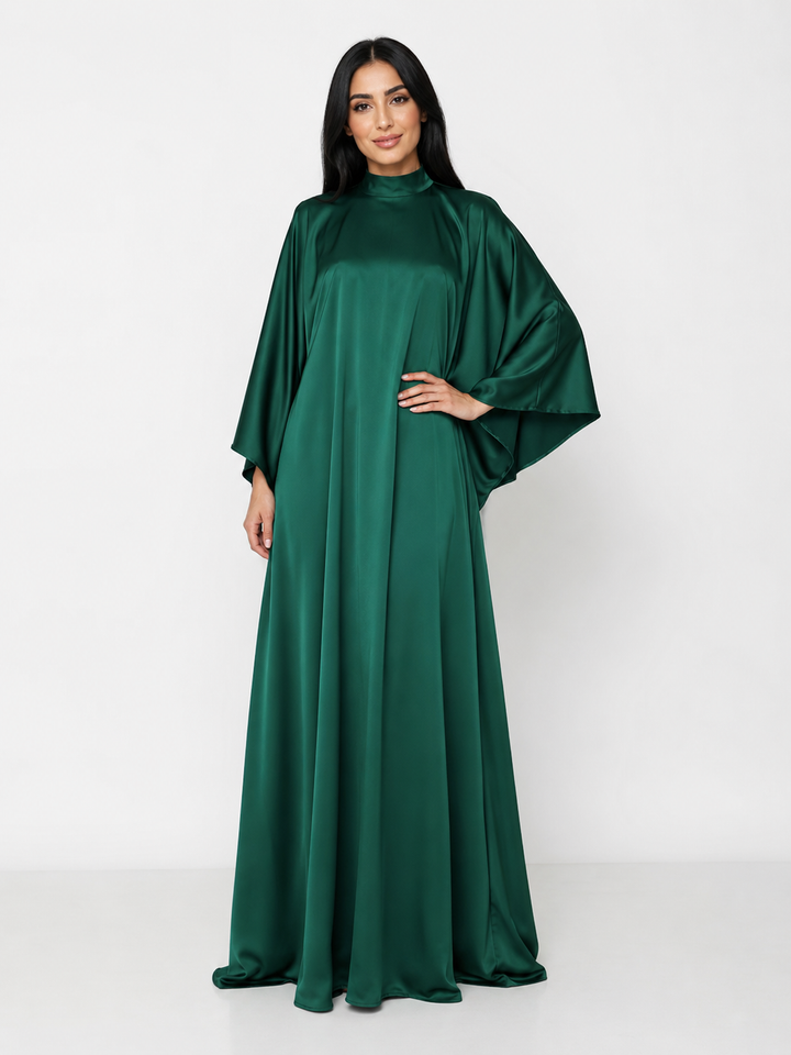 High Neck Cape Maxi Dress – EMERALDA
