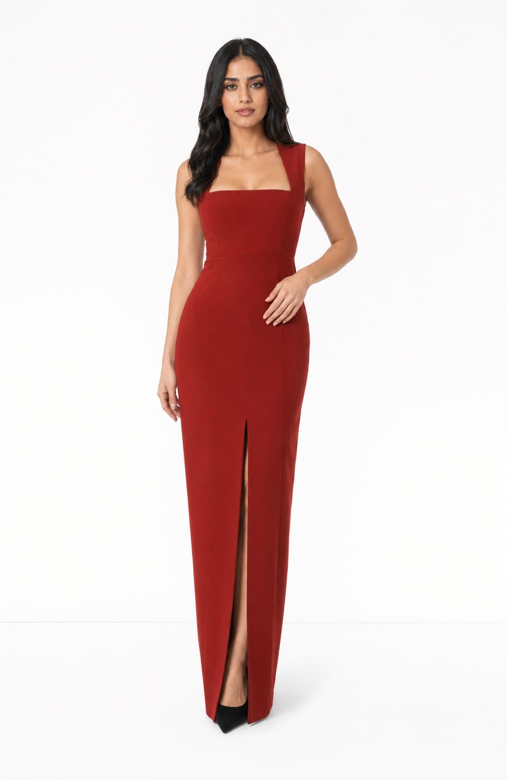 Square Neck Slit Maxi Dress – CARMELLA