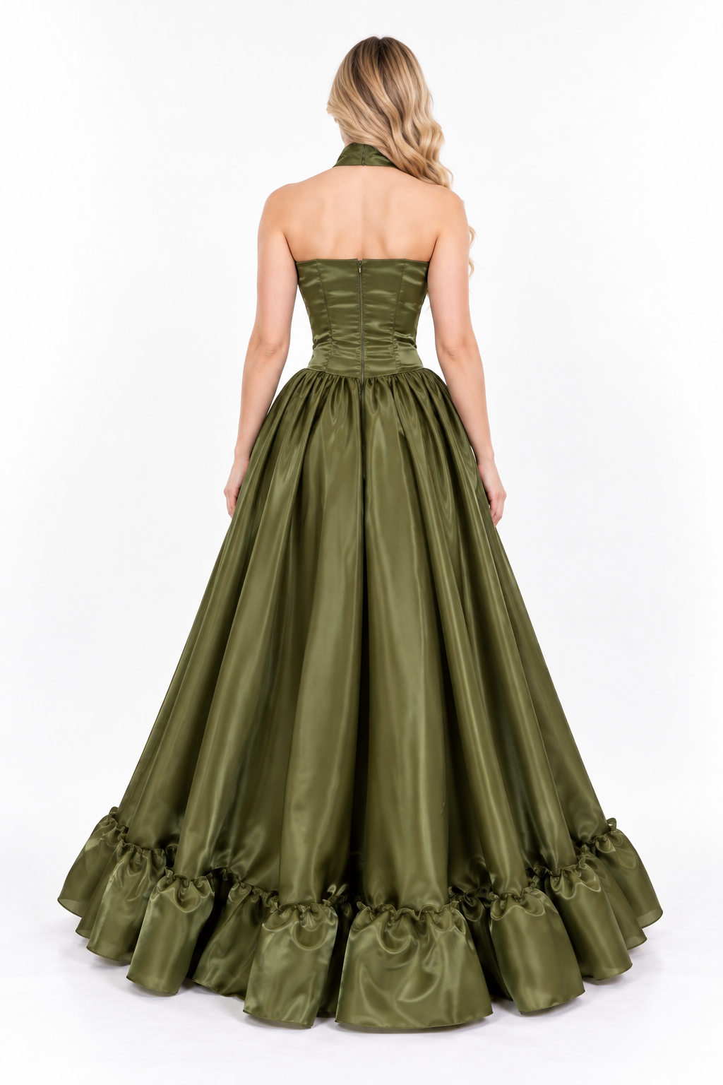 Satin Halter Ball Gown - Verdance