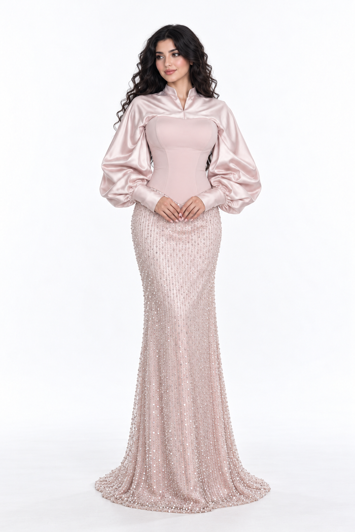 Crystal Embellished Satin Evening - Luminelle