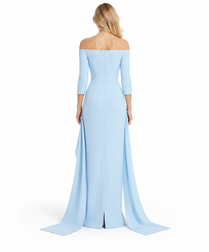 Off-Shoulder Sculptural Draped Evening Gown - Celestara
