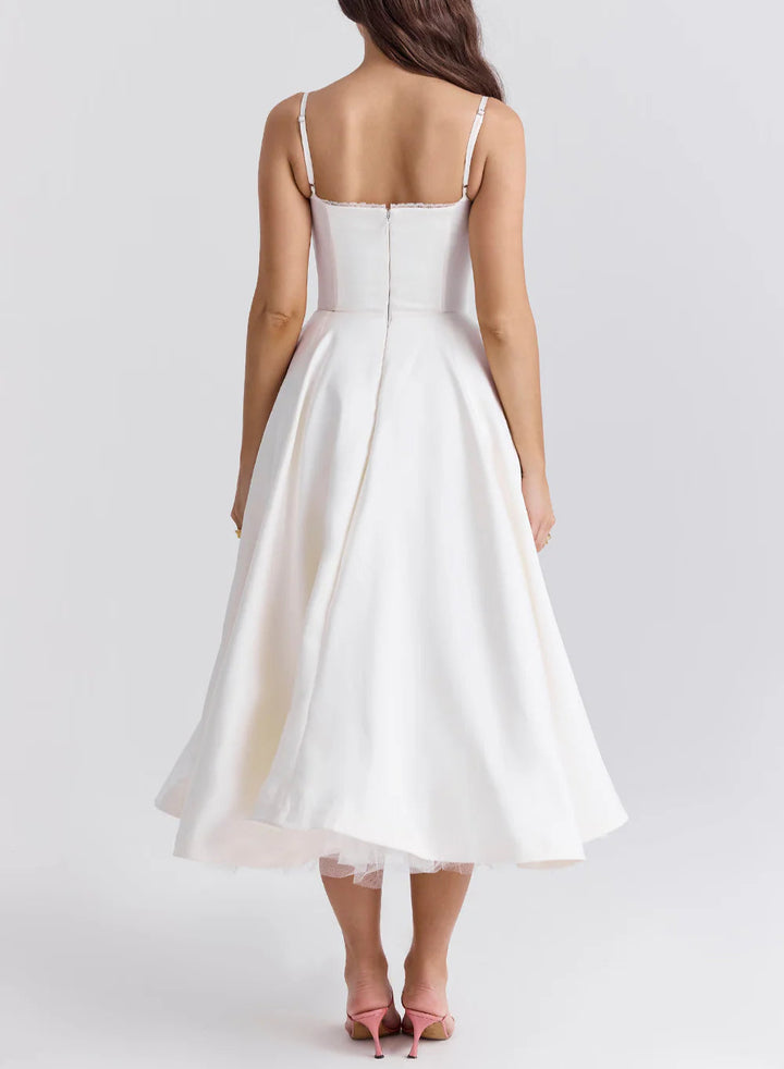 Geplooide top met uitlopende mouwen en maxi-rok set met tailleband – Rosiny 