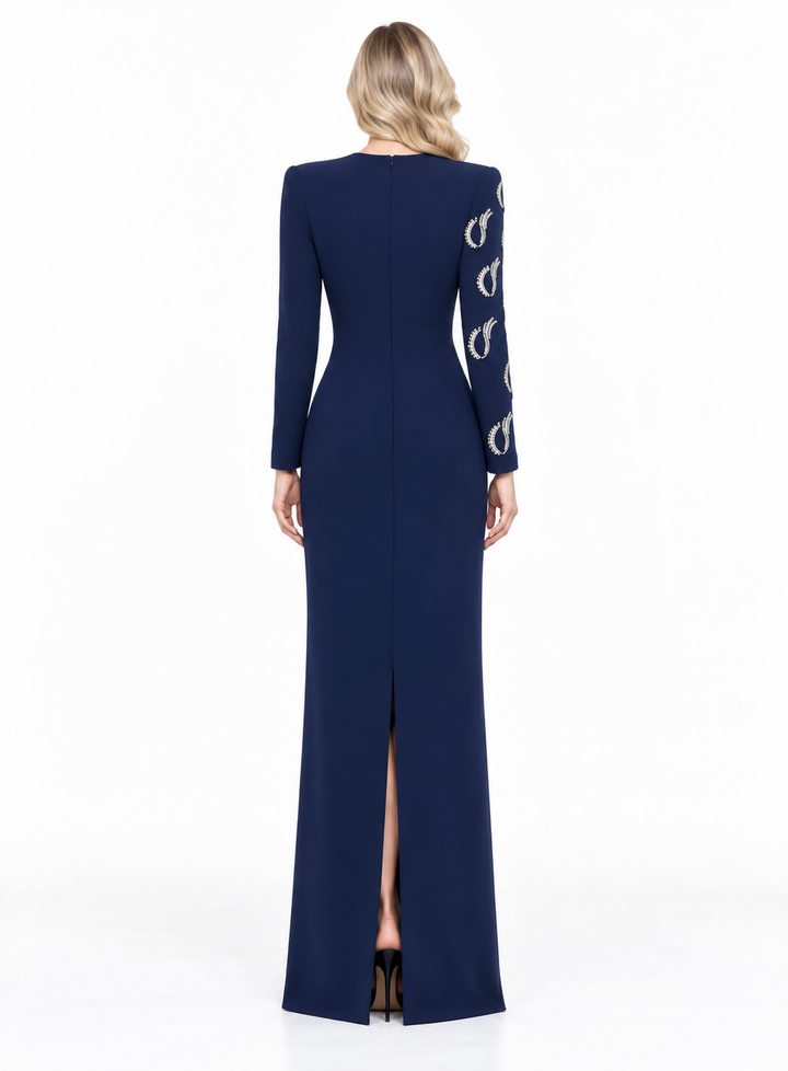 Embellished Paisley Long Sleeve Maxi Dress – Navira