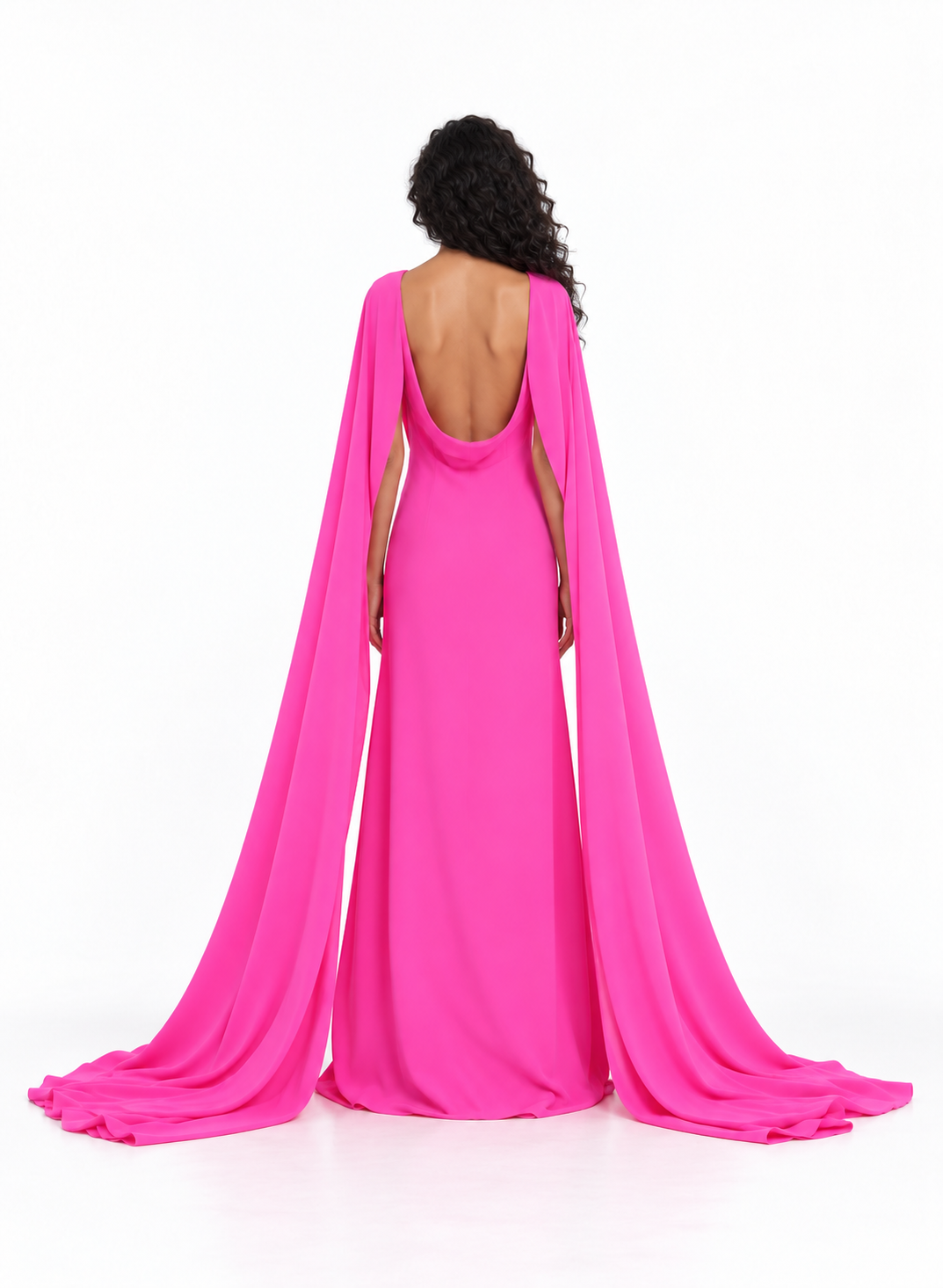 Layered Cape Evening Gown - Fuchsiaire