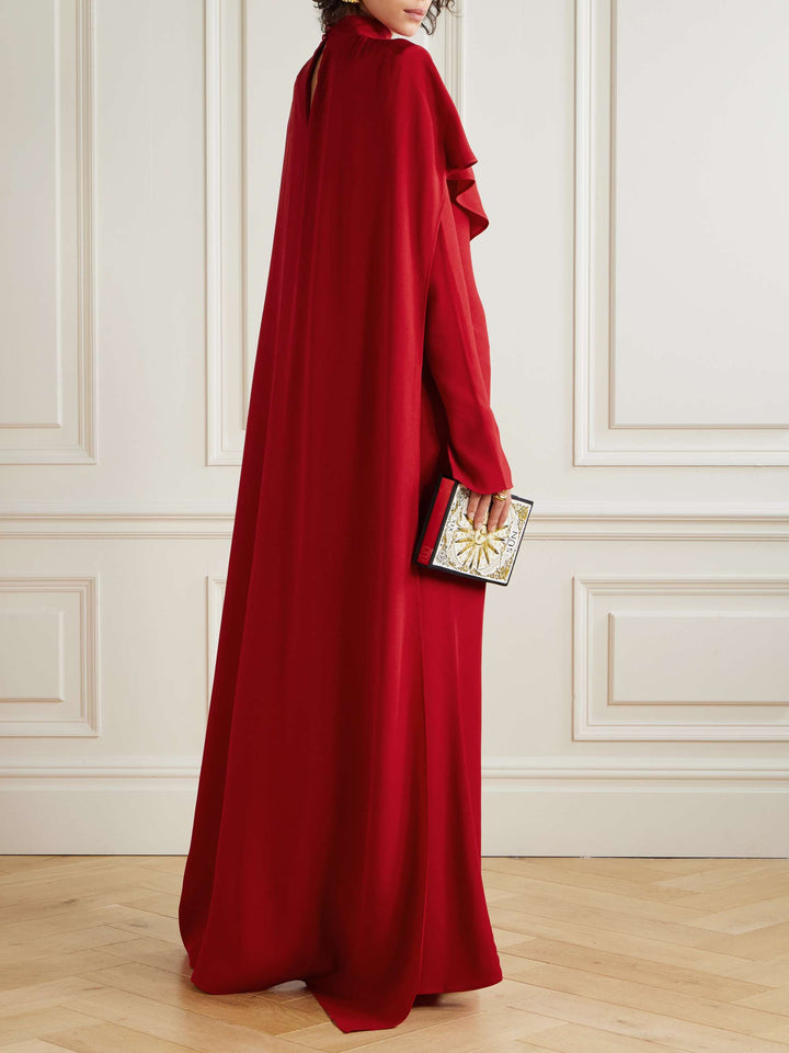 asymmetric cape-back gown – ROUGE