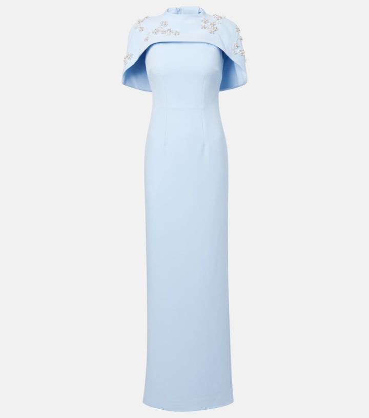 Embellished cape gown with straight silhouette – SKYLA