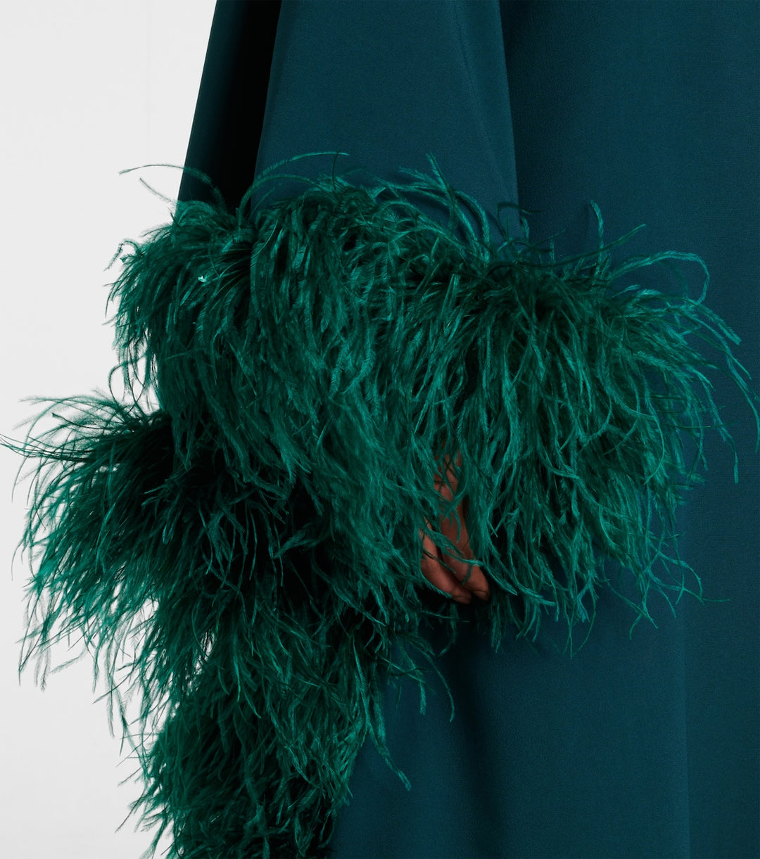 asymmetric gown with feather trim – VIVID