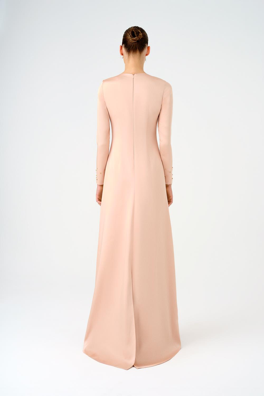 فستان سهرة طويل الأكمام مزين بالزهور - نواريل