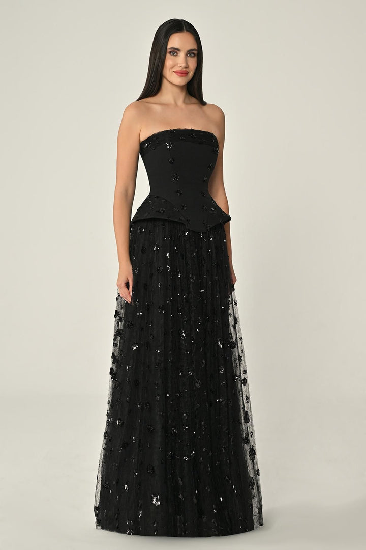 strapless corset gown with sequin tulle skirt – VERA